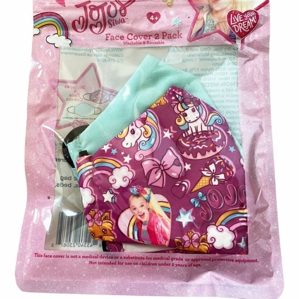 Set of 2 Jojo Siwa Face Masks NWT